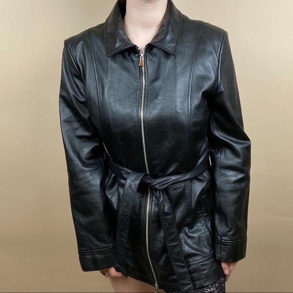 Vintage 80’s Wilsons 100% Leather Trench Coat - Picture 3 of 14